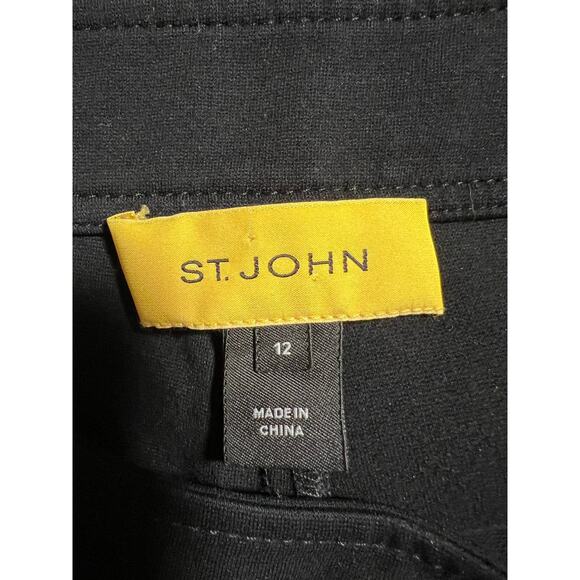 St. John Women's Stretch Slim Leg Zip Ankle Pants Tailored Minimal Black Size 12 - Picture 8 of 10